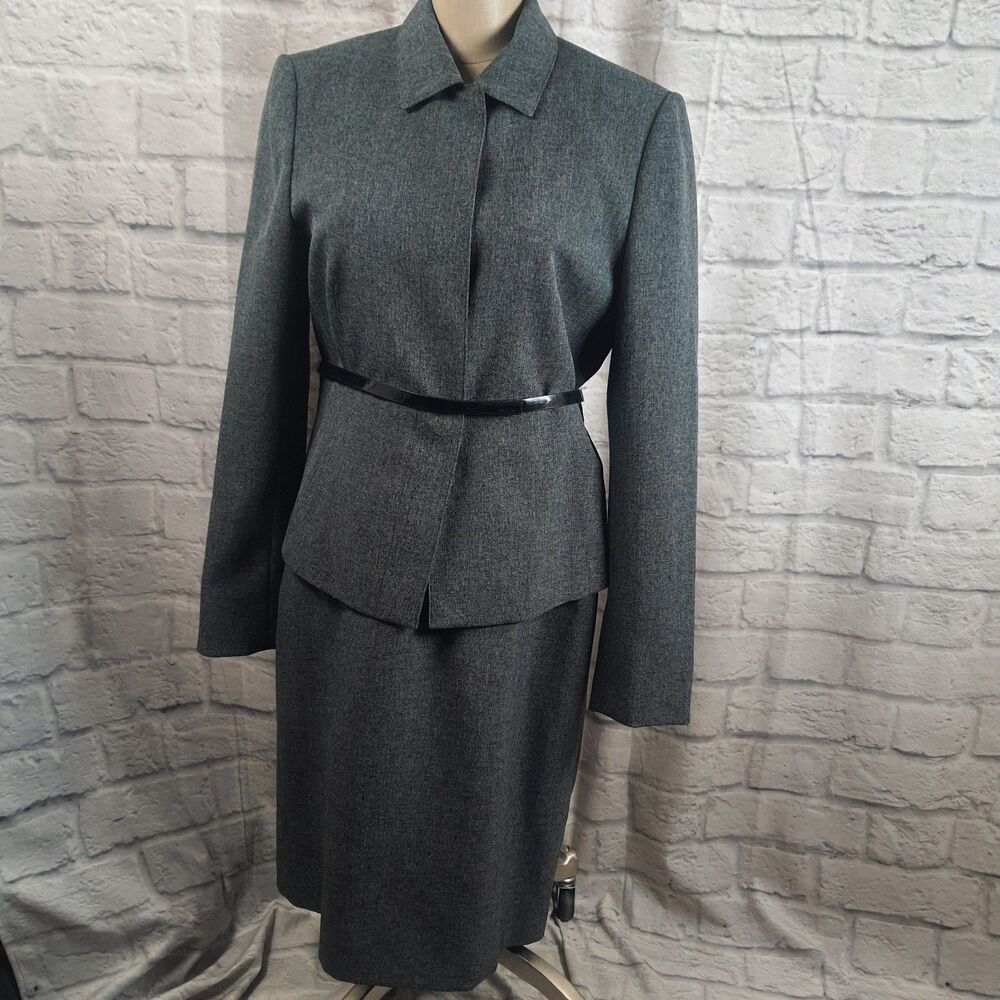 Calvin Klein Women's Matching Dress + Jacket Size 6 Gray Business 2-Piece Suit